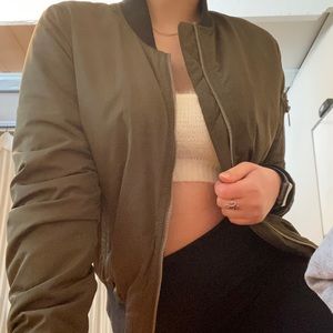 Army green bomber jacket
